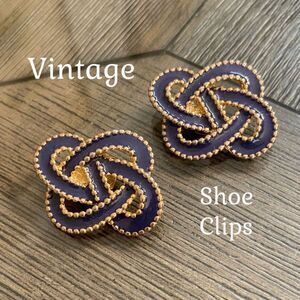 Vintage Bluette Purple Enamel Knot Shoe Clips